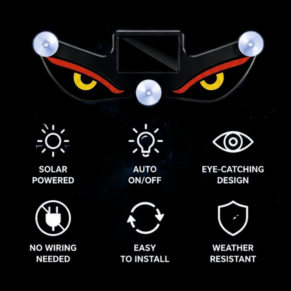 Solar Devil Eyes LED Car Window Light with Motion Sensor - 13.5x4cm -SP_Solar_Devil_Eyes