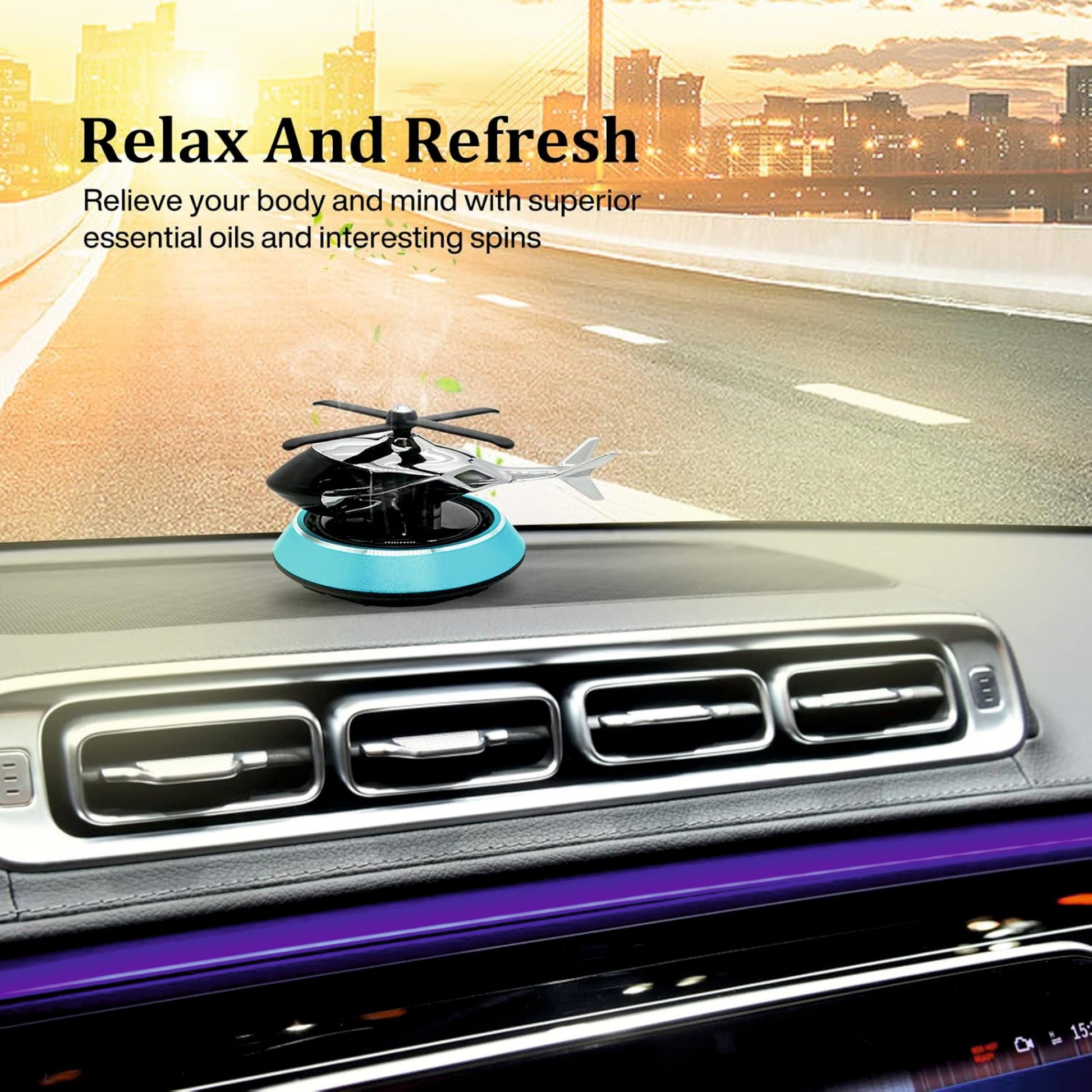 Solar - Powered Eco - Friendly Helicopter Car Air Freshener - SOLAR_HELICOPTER