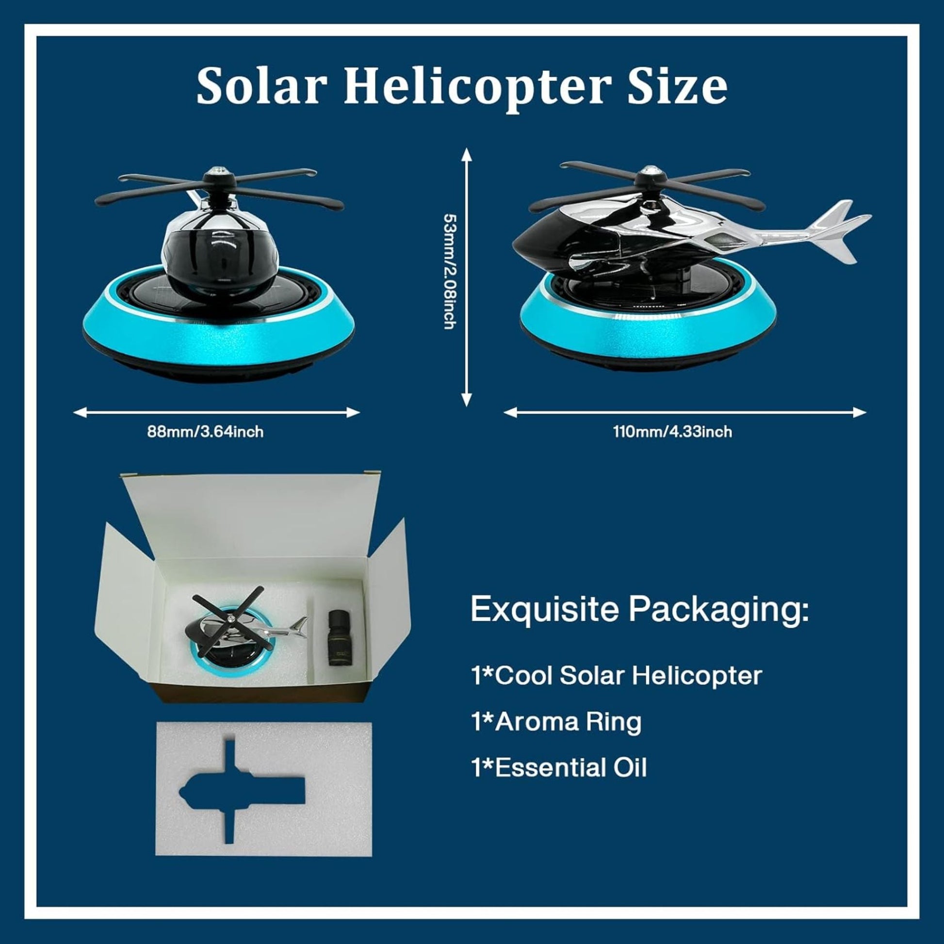 Solar - Powered Eco - Friendly Helicopter Car Air Freshener - SOLAR_HELICOPTER