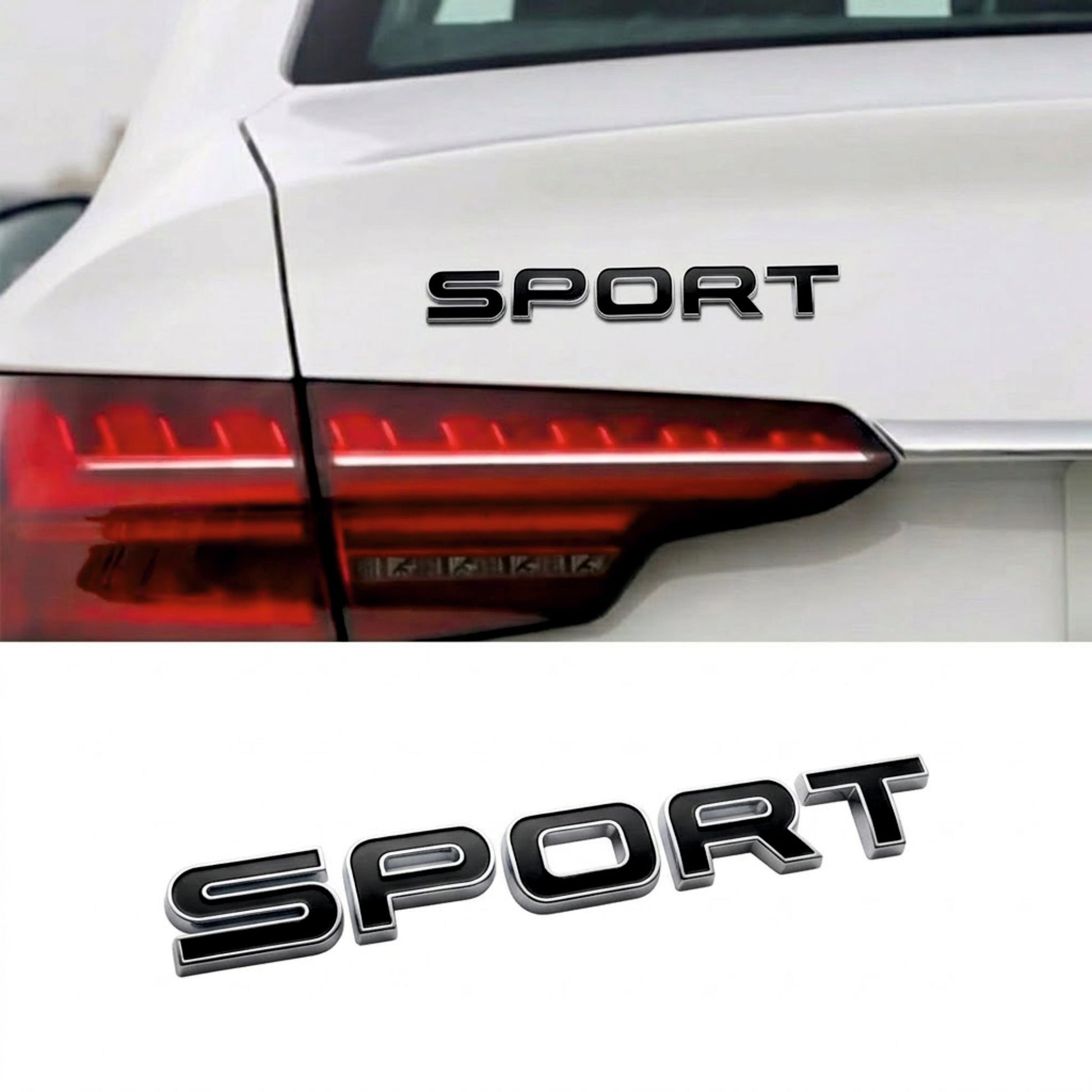 Sport Black & Chrome Style 3D Metal Sticker - STICKER_SPORT_BLK_CH