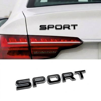 Sport Black & Chrome Style 3D Metal Sticker - STICKER_SPORT_BLK_CH