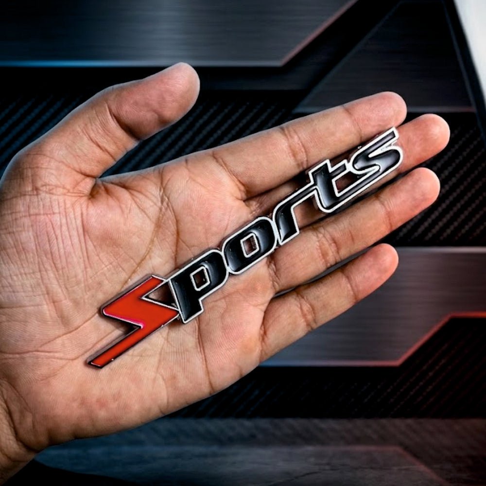Sports 3D Metal Sticker 13cm x 1.9 cm - STICKER_SPORTS_BLK_RED-1