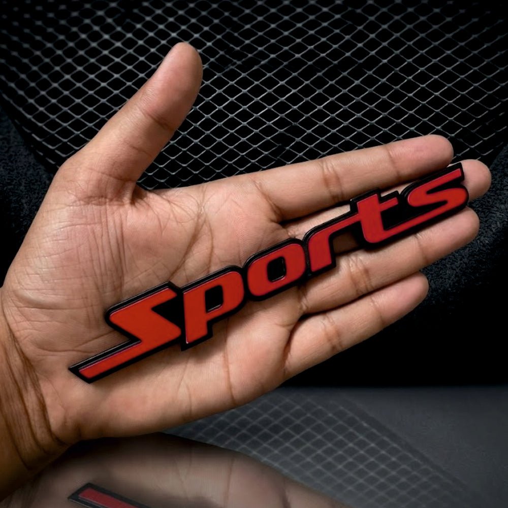 Sports 3D Metal Sticker 13cm x 1.9 cm - STICKER_SPORTS_BLK_RED