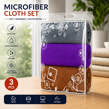 Super Absorbent Microfiber Cleaning Cloths 33x33cm (3 Pack) -MICROFIBER_3PACK_33X33