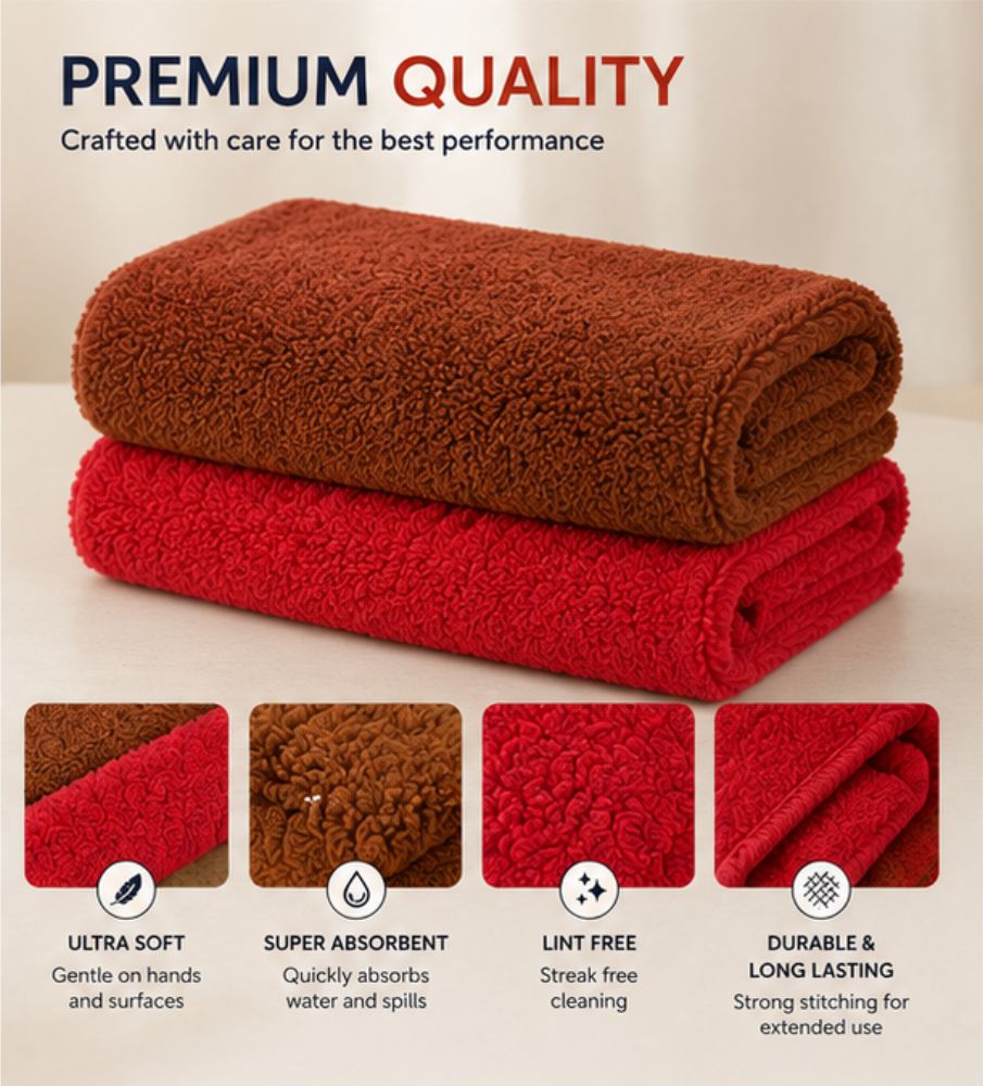 Super Absorbent Microfiber Cleaning Cloths 33x33cm (5 Pack) -MICROFIBER_5PACK_33X33