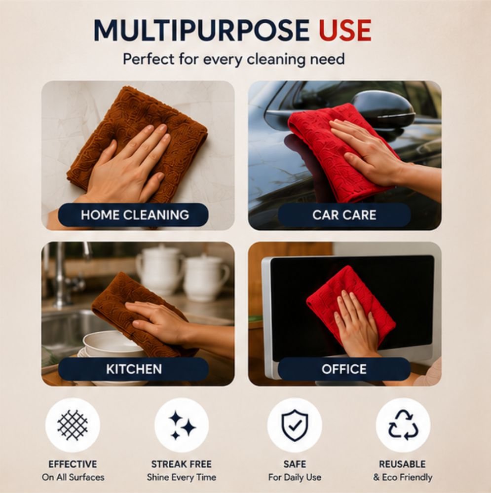 Super Absorbent Microfiber Cleaning Cloths 33x33cm (5 Pack) -MICROFIBER_5PACK_33X33