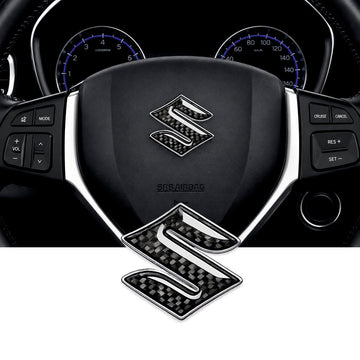 Suzuki 3D Crystal & Carbon Fiber Steering Wheel Logo (Black) - STICKER_SZK_BLACK