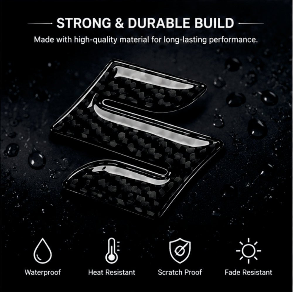Suzuki 3D Crystal & Carbon Fiber Steering Wheel Logo (Black) - STICKER_SZK_BLACK