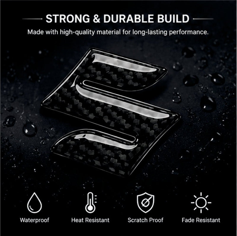 Suzuki 3D Crystal & Carbon Fiber Steering Wheel Logo (Black) - STICKER_SZK_BLACK