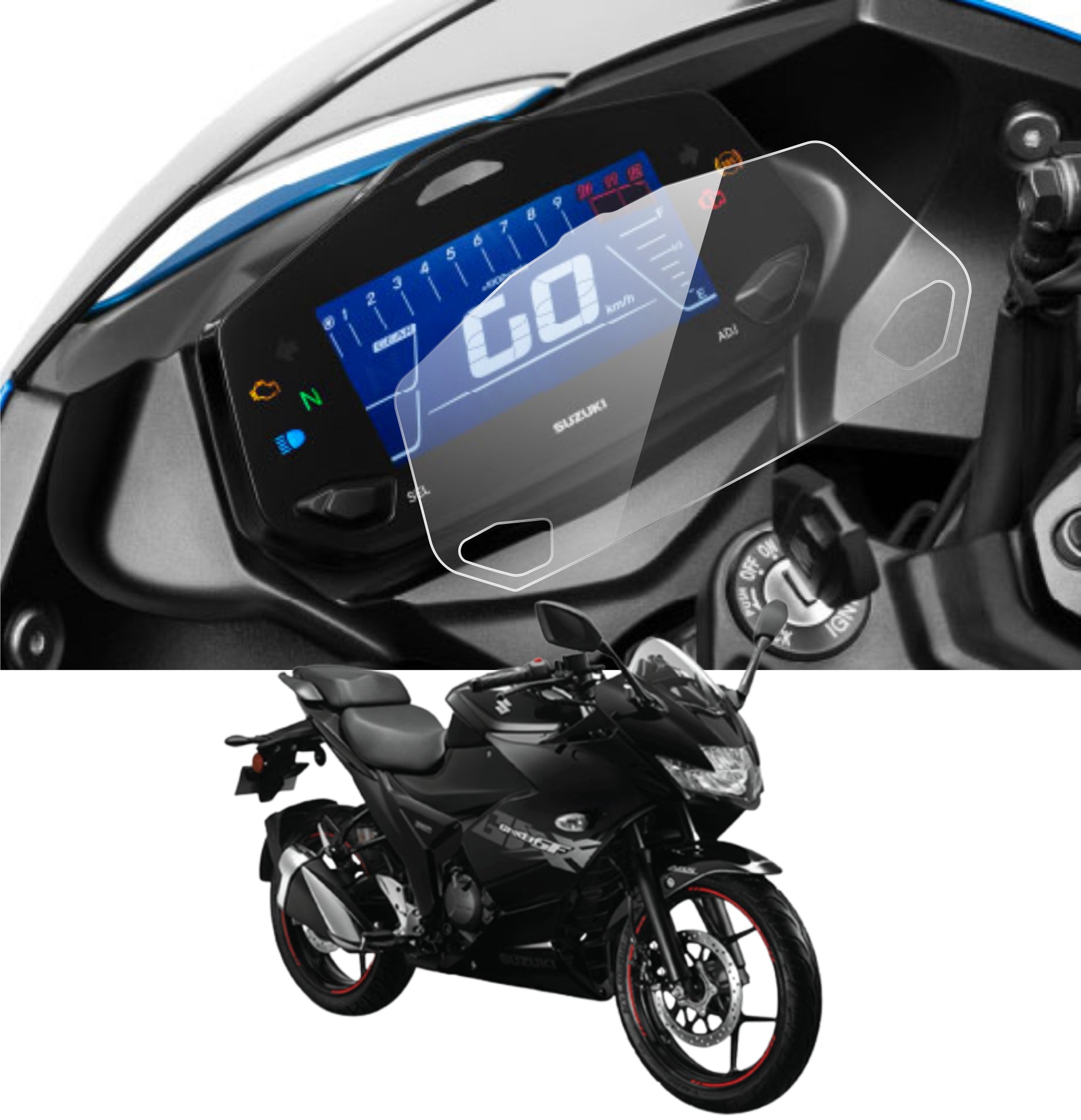 Suzuki Gixxer 2019+ | SF 2019+ | 250 | SF 250 Accessories Digital Cluster Touch Screen Guard -VSGIXXER