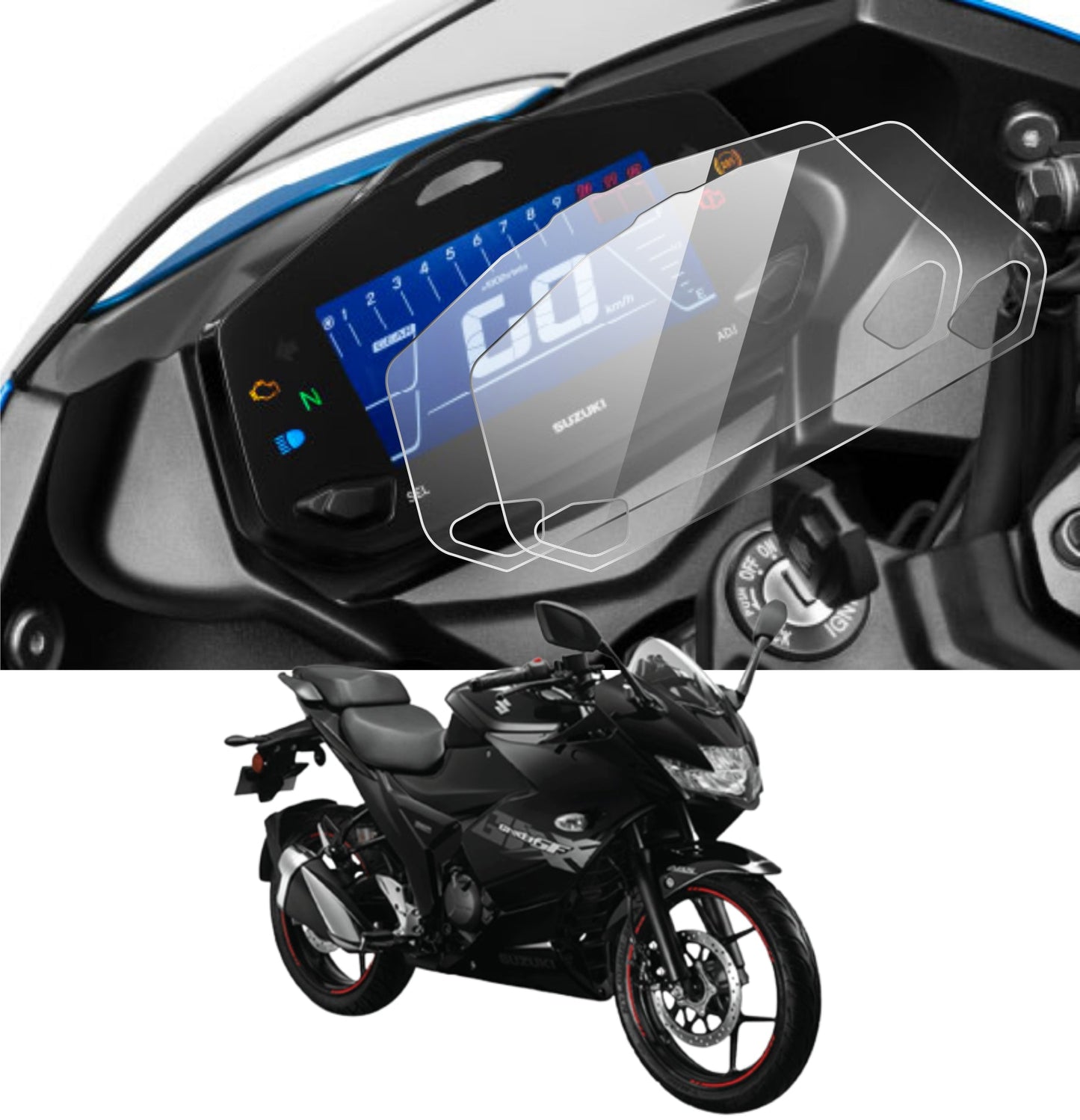 Suzuki Gixxer 2019+ | SF 2019+ | 250 | SF 250 Accessories Digital Cluster Touch Screen Guard -VSGIXXER-2