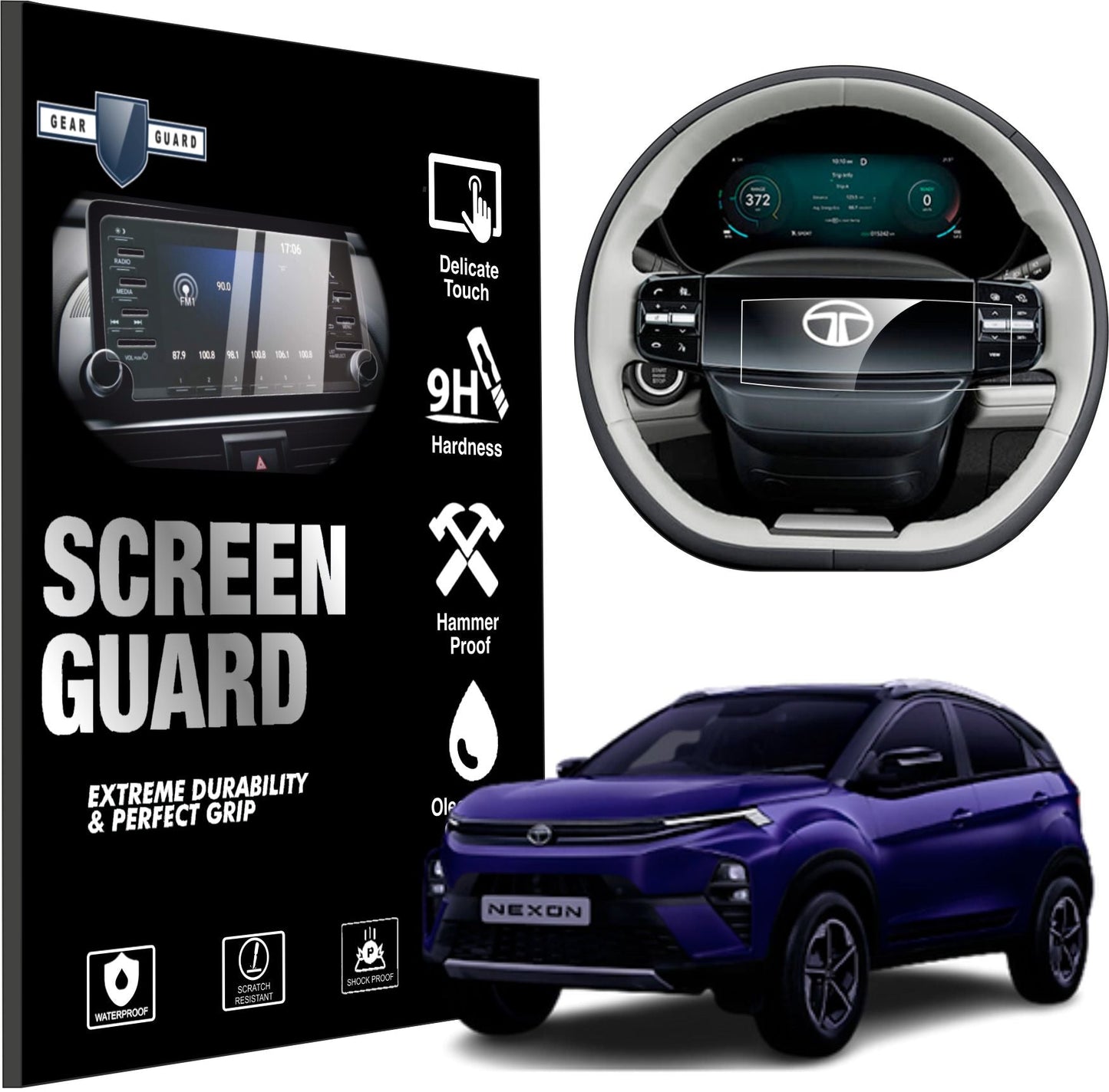 Tata 2024 Facelift Car Accessories Steering Screen Guard -NEXON_STEERING_C