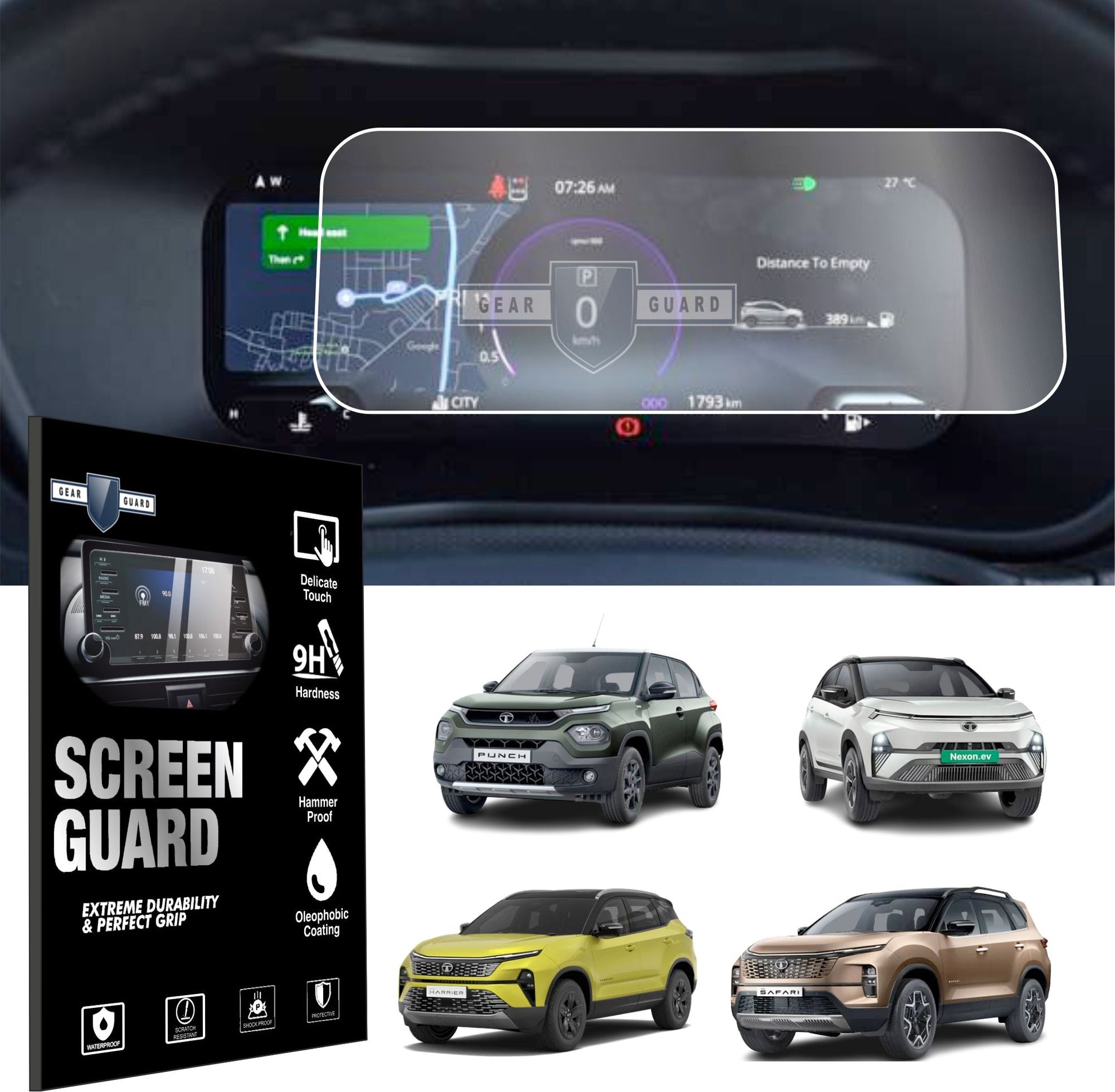 Tata Facelift Car Accessories 7"inch Speedometer | Instrument Cluster Screen Guard - VS_TATA_SPEEDOMETER-1