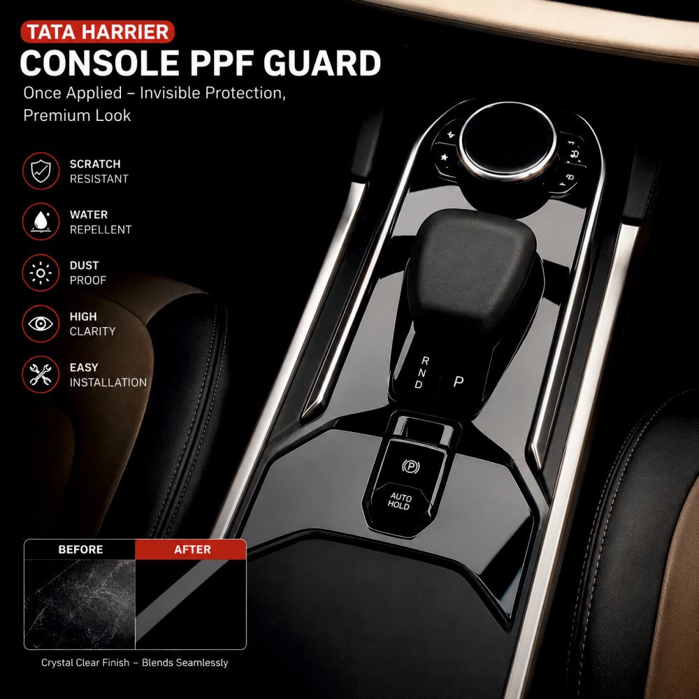 TATA Harrier Interior Gear Console Precut PPF Guard -SP_HARRIER_GEAR_PPF