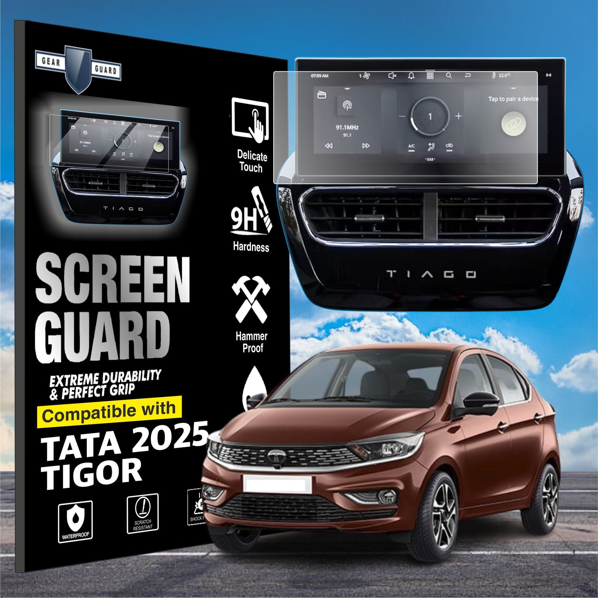 TATA New Tigor 2025 Accessories Touch Screen Guard - TIGOR_10-25INCH_SB_M