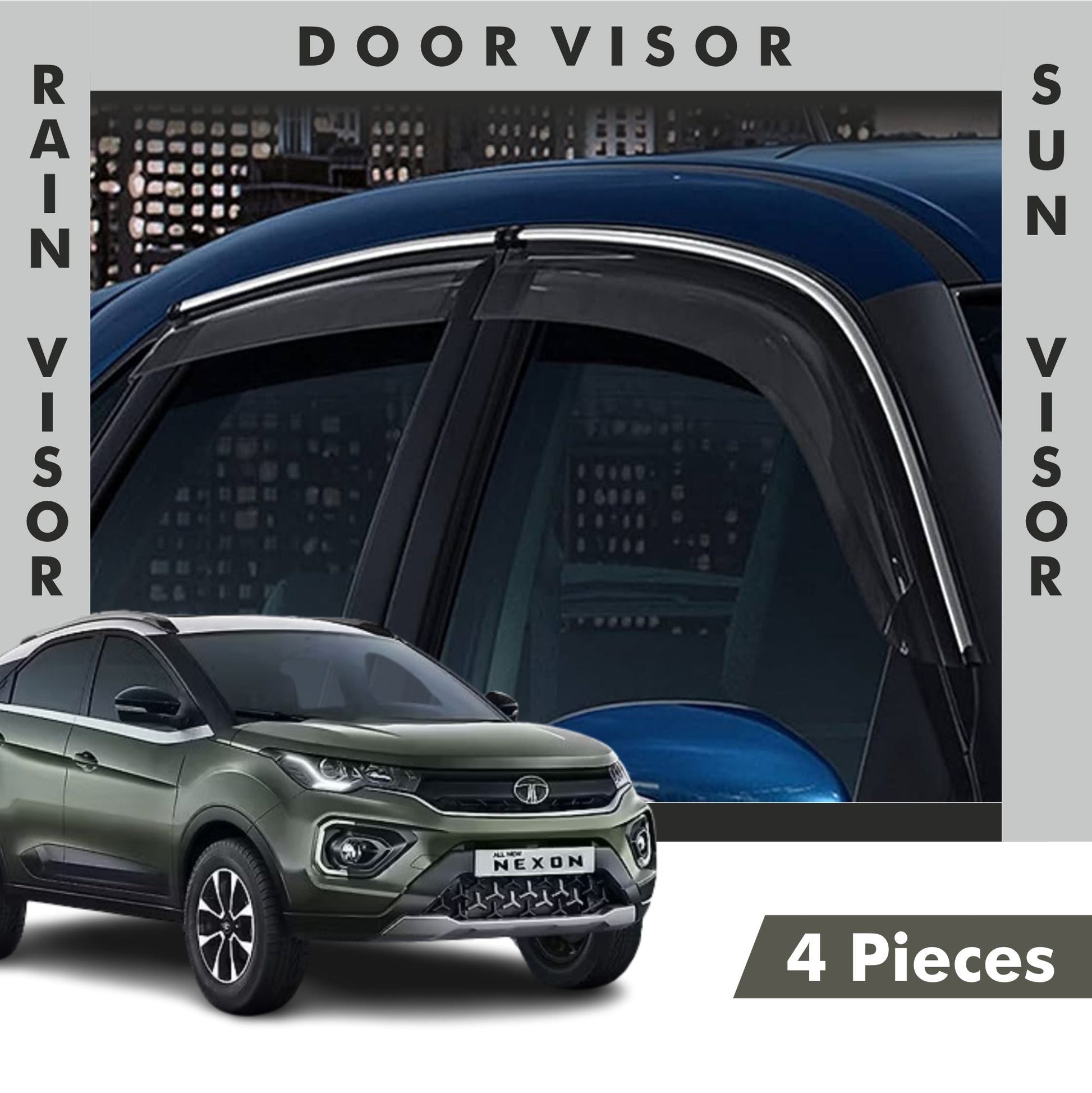 Tata Nexon Door Visor | Rain Visor | Sun Visor [2020 - 2023] - DV_NEXON_20-23_CHL