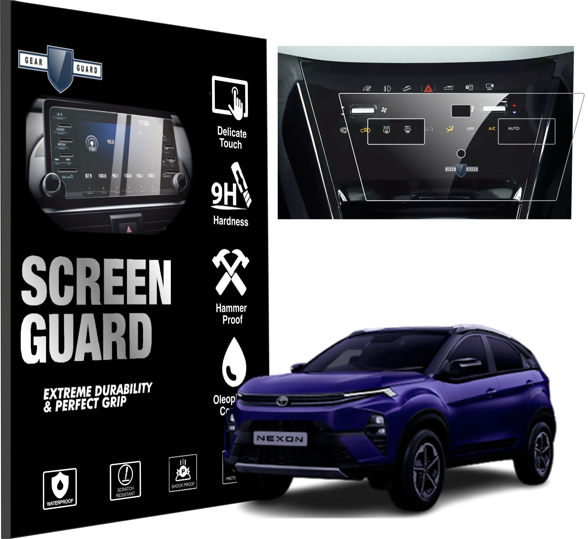 Tata Nexon Facelift / Curvv / Curvv.ev / Nexon.Ev Car Accessories AC Vent Touch Screen Protector - NEXON_AC_C