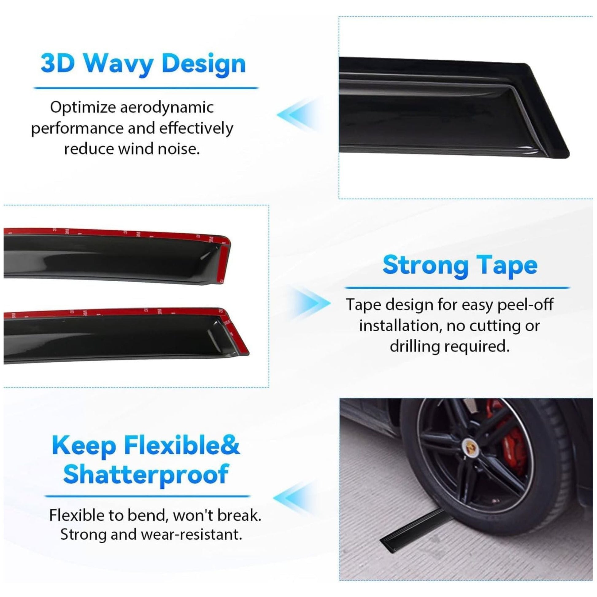 Tata Punch Door Visor | Rain Visor | Sun Visor [2024 - 2025] - DV_PUNCH_24-25_BLK