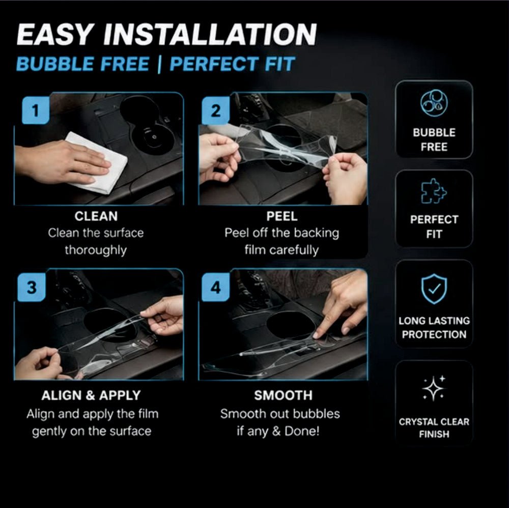 Tata Punch EV Gear Consol Interior Precut PPF FILM - [Electronic Parking Brake: EPB] -SP_PUNCH_EV_GEAR_PPF
