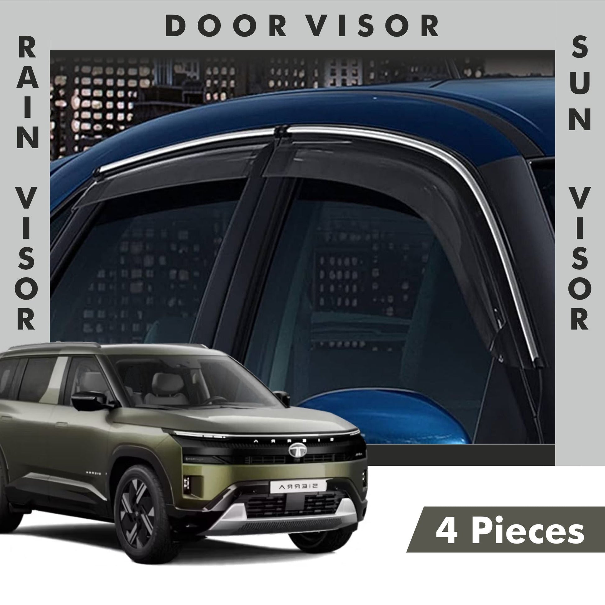 Tata Sierra Door Visor | Rain Visor | Sun Visor [2025 - 2026] - DV_SIERRA_25-26_CHL