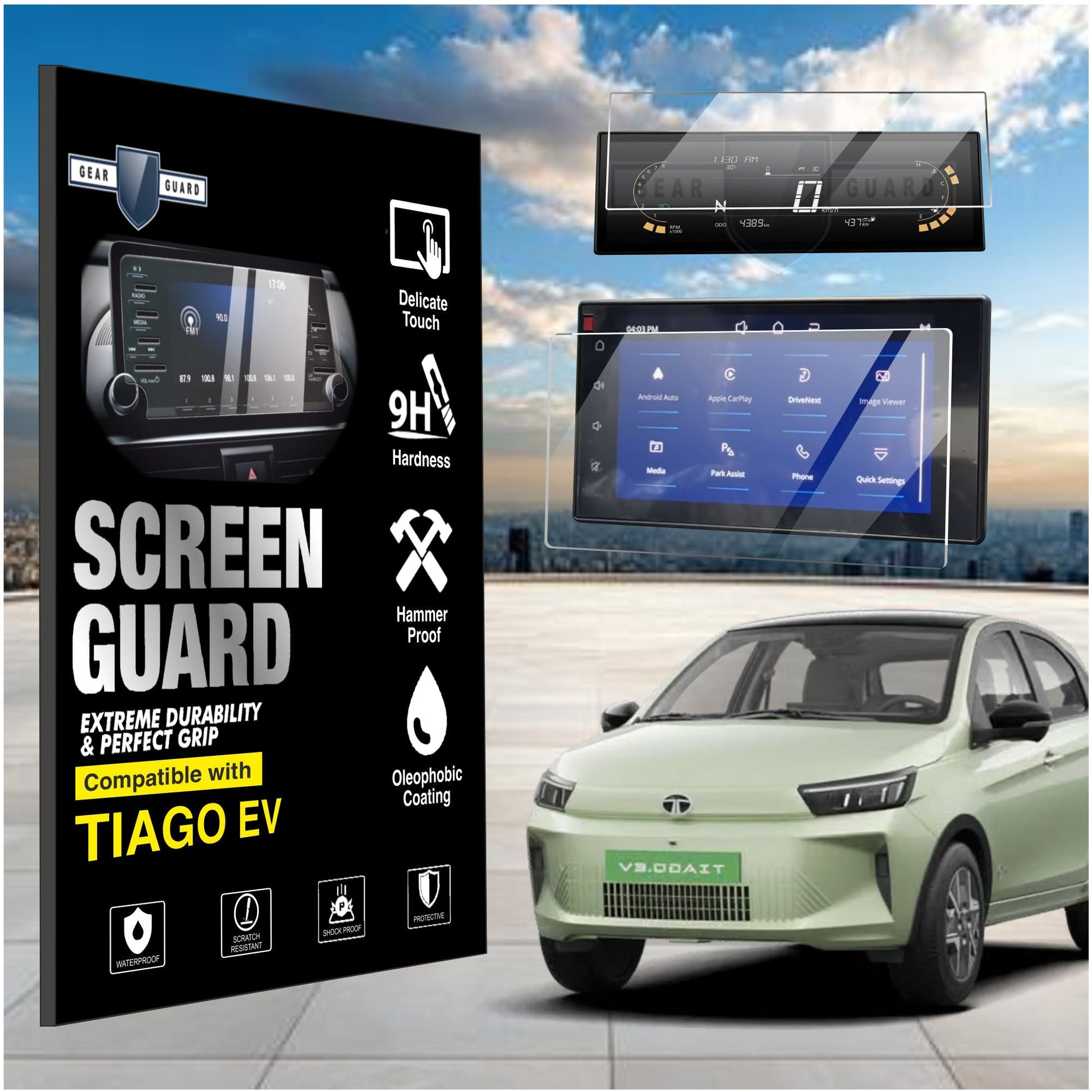 Tata Tiago EV Touch Screen Guard [Info + MID] [2026] -M104C_TIAGOEV_8INFO_MID