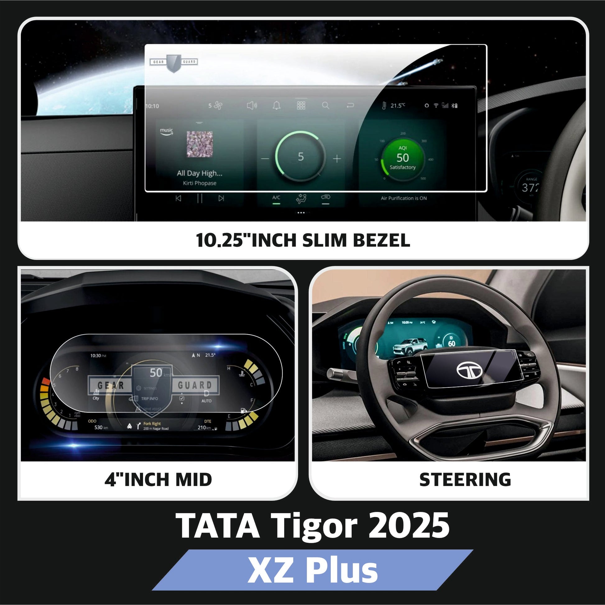 TATA Tigor Screen Guard Bundle [2025] - TIGOR_10INFO_4MID_STEE