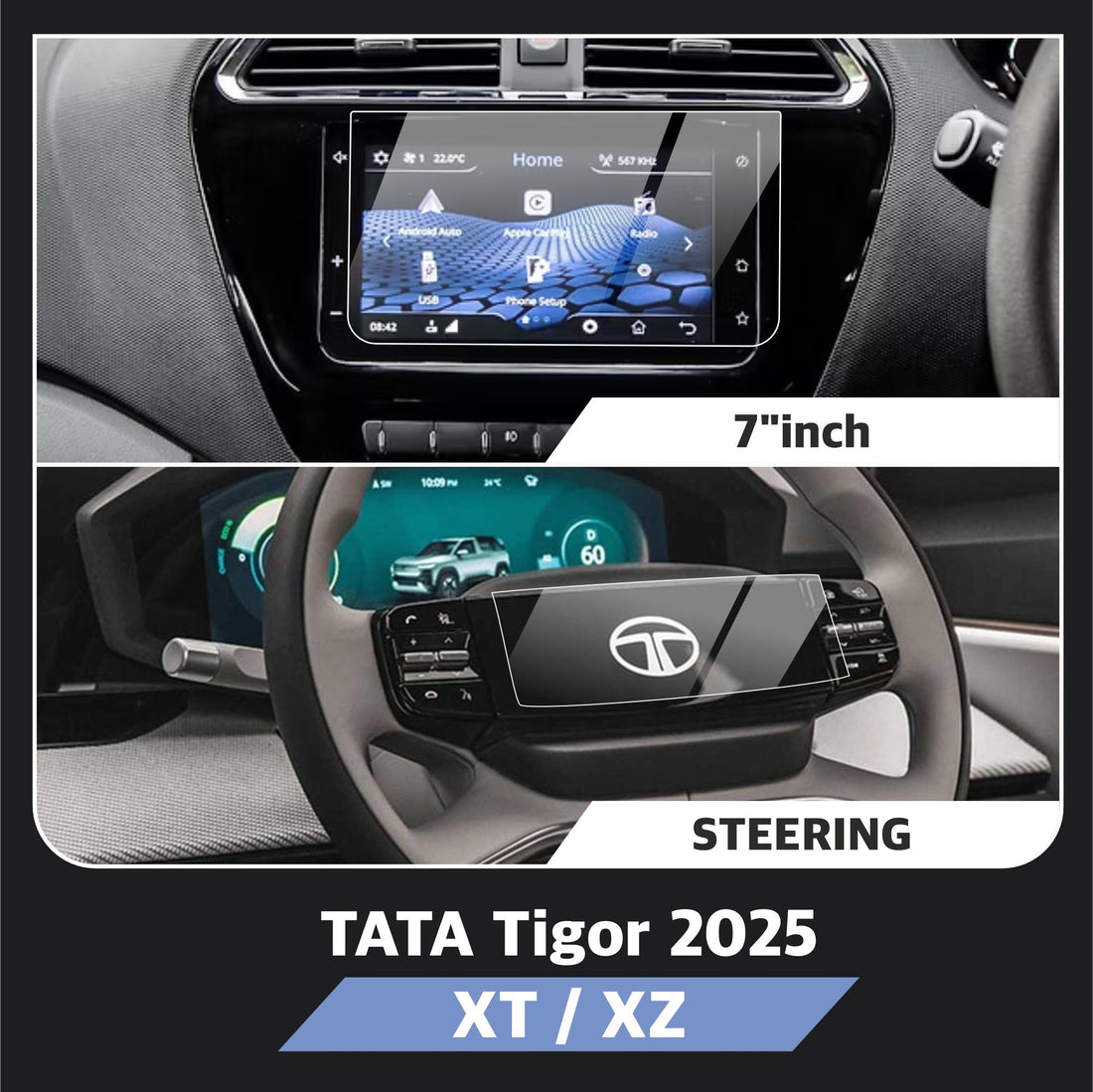 TATA Tigor Facelift 2025 Accessories Touch Screen Guard