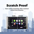 Tempered glass screen protector covering a car's touch screen, providing strong protection against scratches