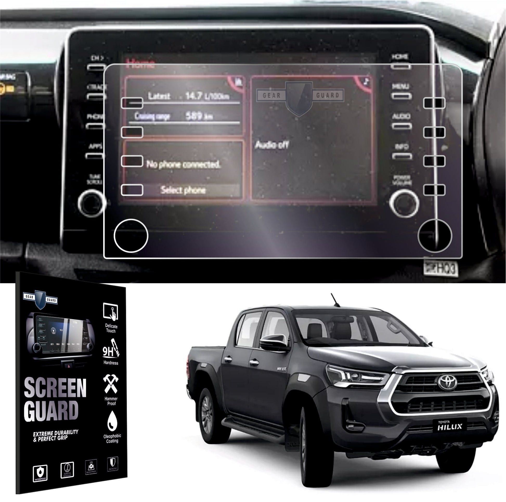Toyota Hilux Infotainment System Touch Screen Guard - M8M_HILUX