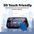 Tempered glass screen protector covering a car's touch screen, providing strong protection against scratches