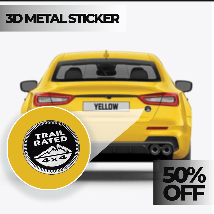 Trail Rated 4x4 3D Metal Logo Car Badge Emblem | 7cm x 7cm | All Vehicle Exterior Decorative Logo, Self - Adhesive - STICKER_TRAIL