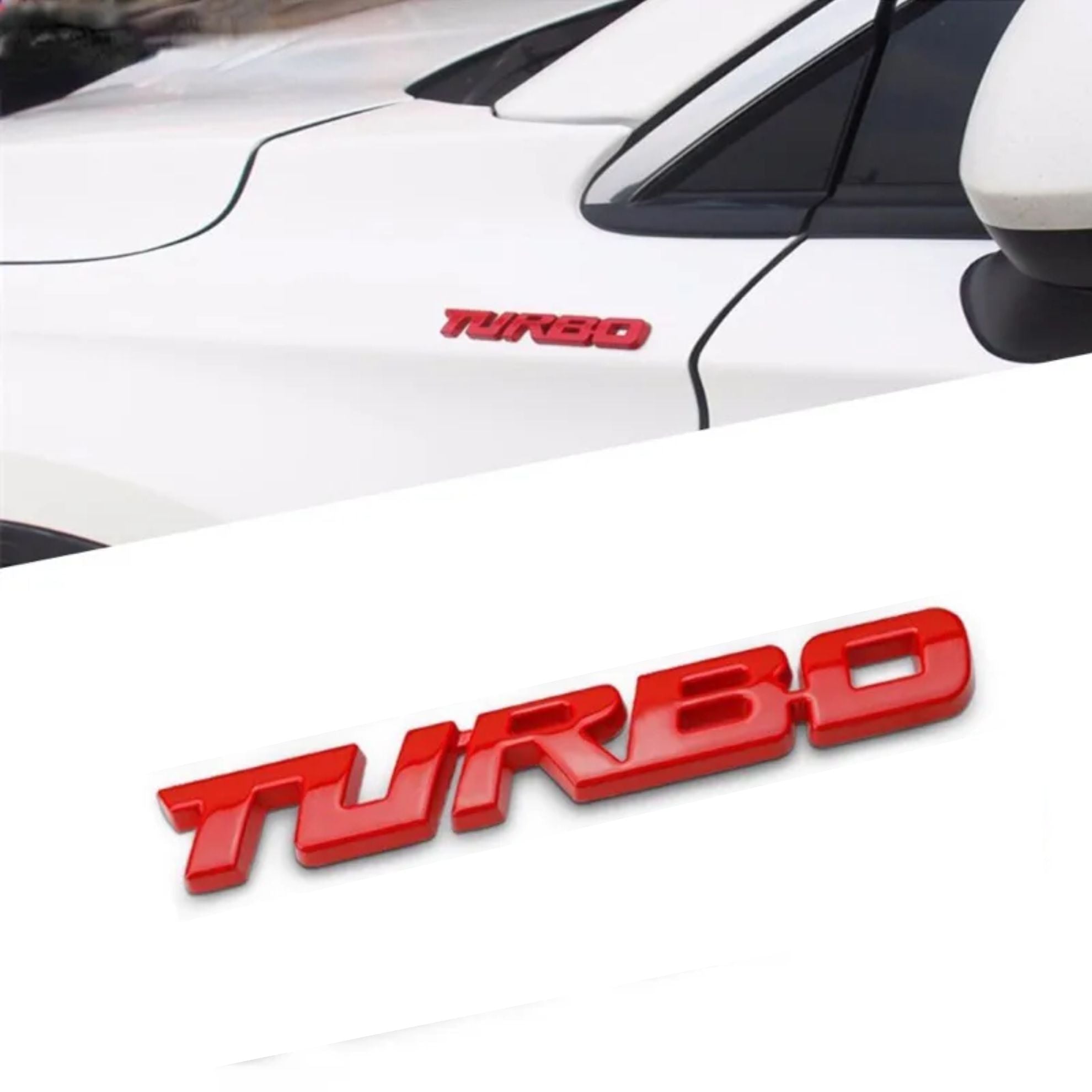 3D Metal 'Turbo' Car Badge Emblem Sticker – Silver Chrome Or Black, 13cm, Sport Theme