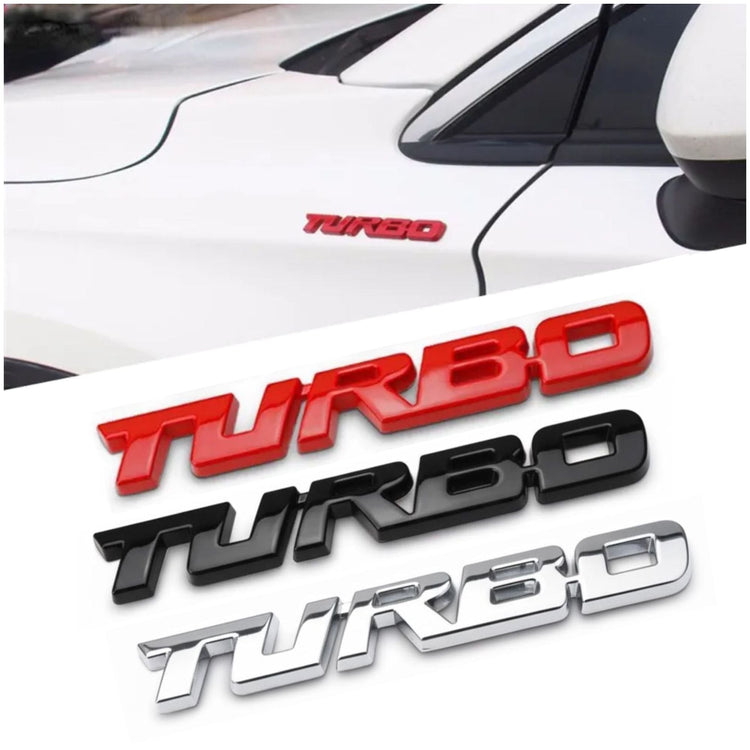 Turbo 3D Emblem | 9.5cm x 1.1cm | All Vehicle Exterior Decorative Logo, Self - Adhesive - STICKER_TURBO_RED