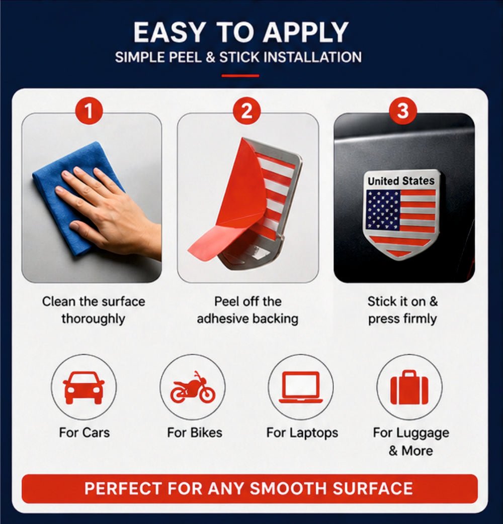 United States Flag Shield 3D Metal Sticker - STICKER_US_SHIELD