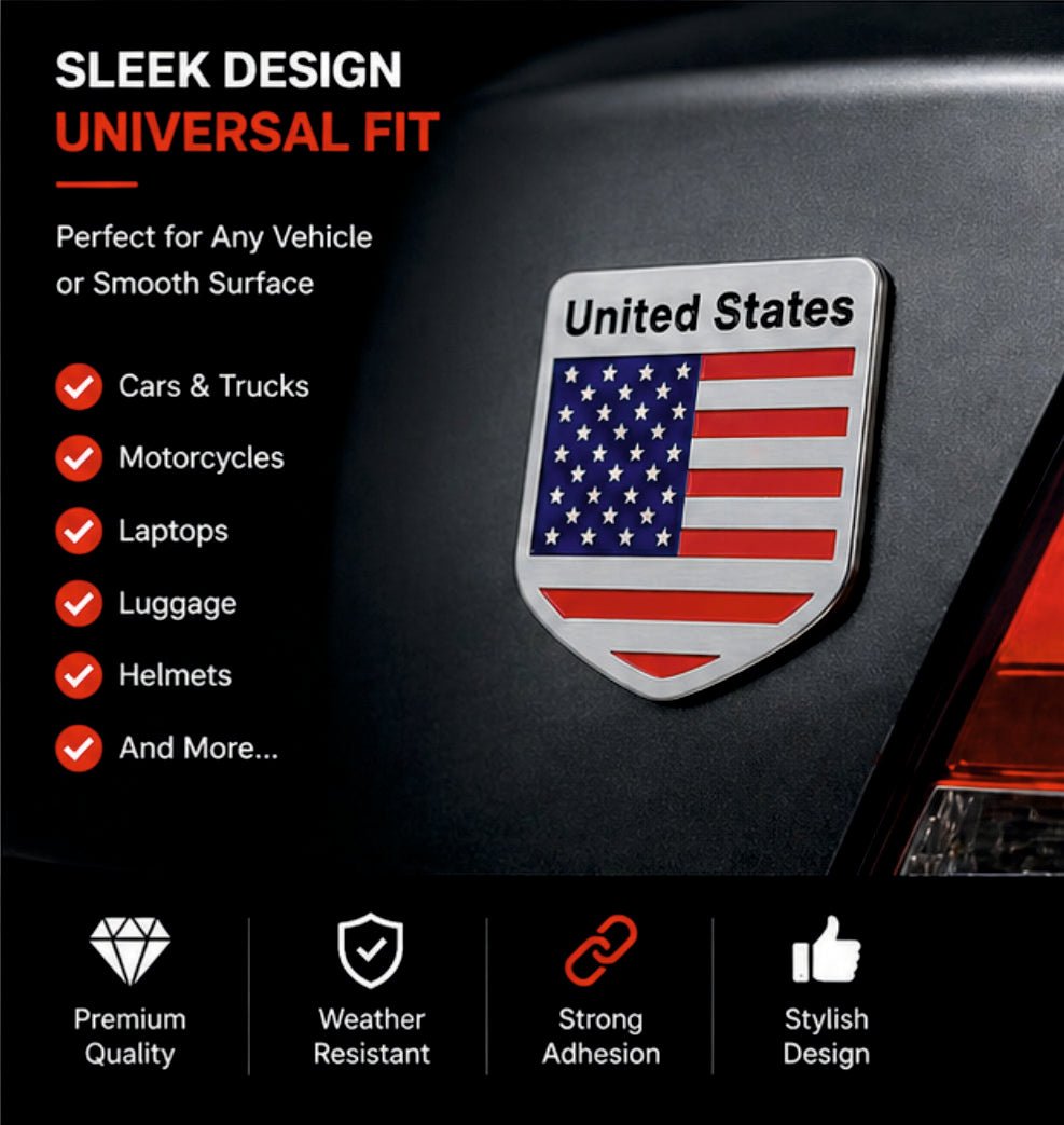 United States Flag Shield 3D Metal Sticker - STICKER_US_SHIELD