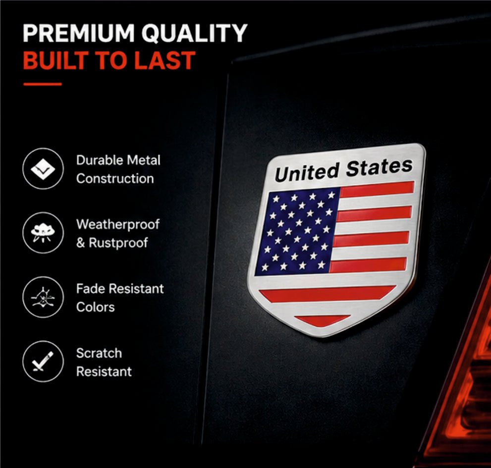 United States Flag Shield 3D Metal Sticker - STICKER_US_SHIELD