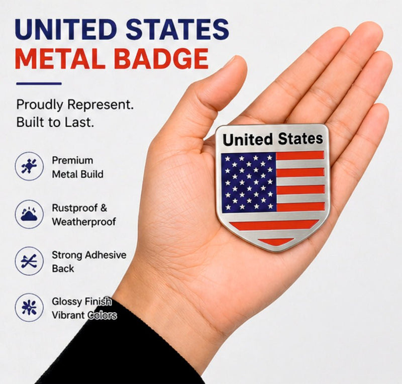 United States Flag Shield 3D Metal Sticker - STICKER_US_SHIELD