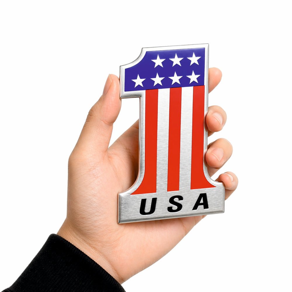 USA No.1 Flag 3D Metal Sticker - STICKER_USA_NO1