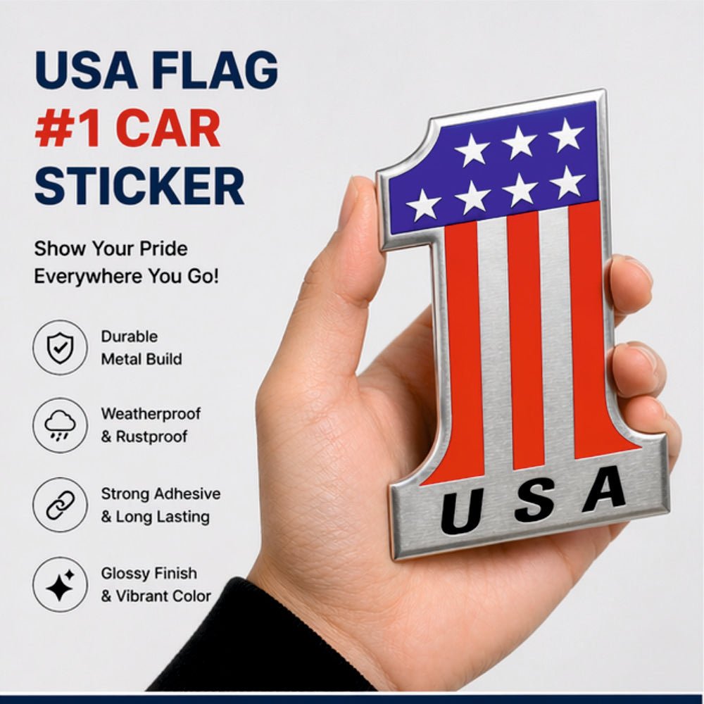 USA No.1 Flag 3D Metal Sticker - STICKER_USA_NO1