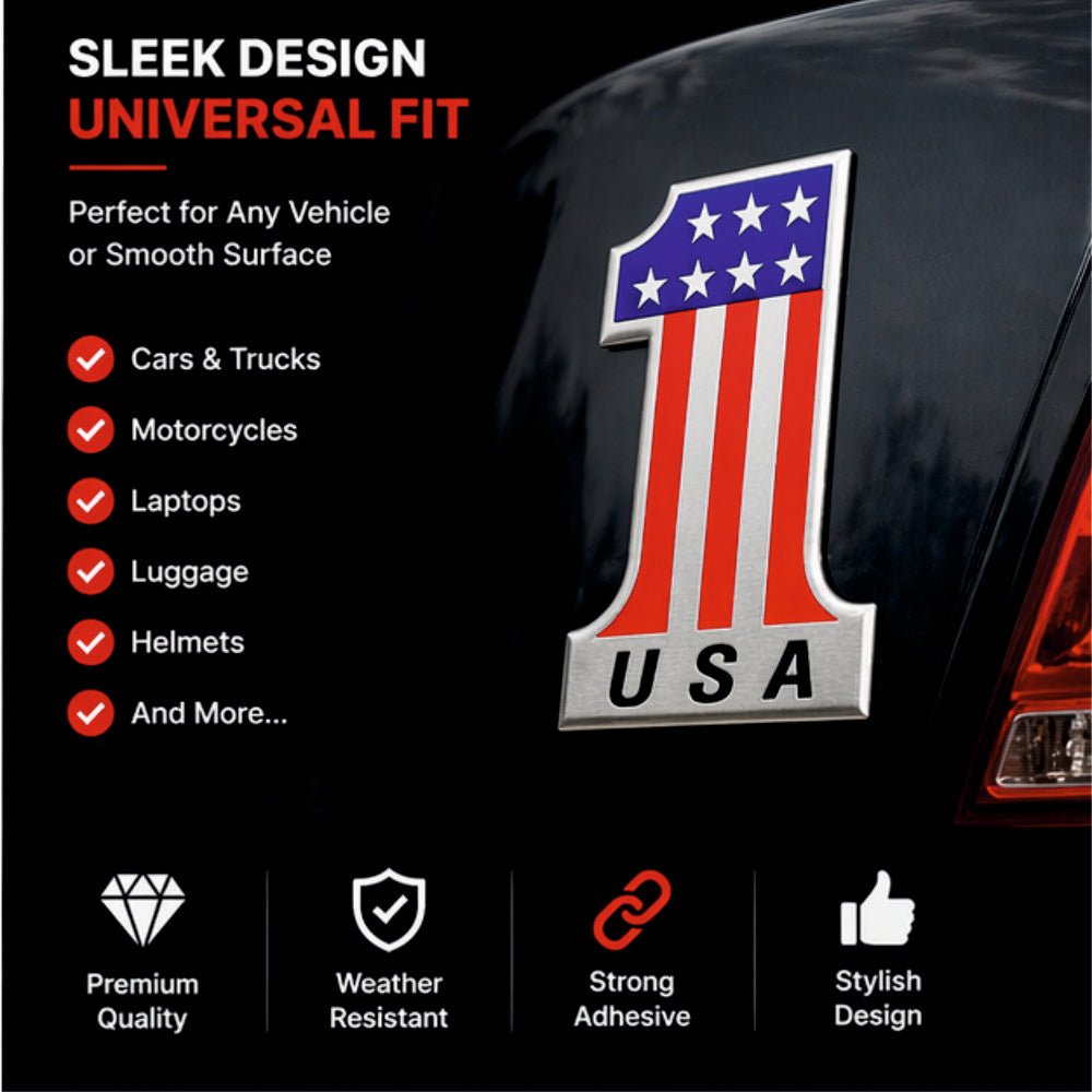 USA No.1 Flag 3D Metal Sticker - STICKER_USA_NO1