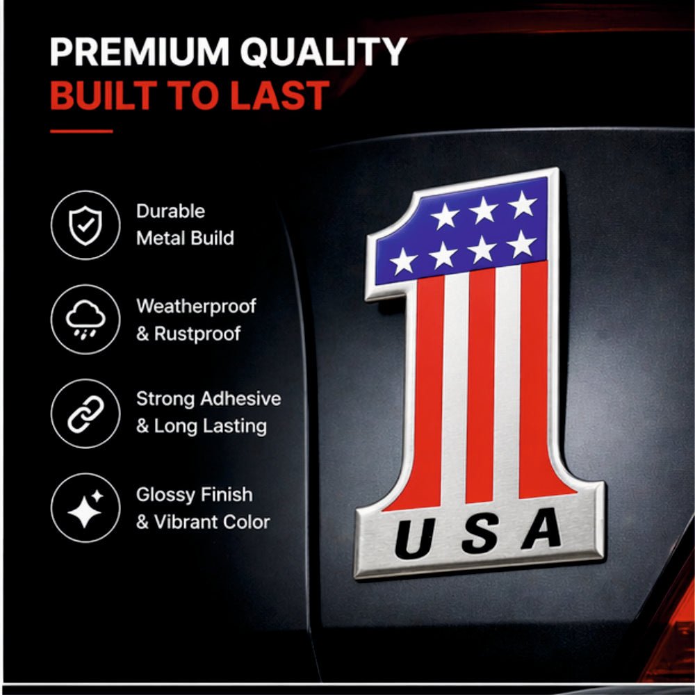 USA No.1 Flag 3D Metal Sticker - STICKER_USA_NO1