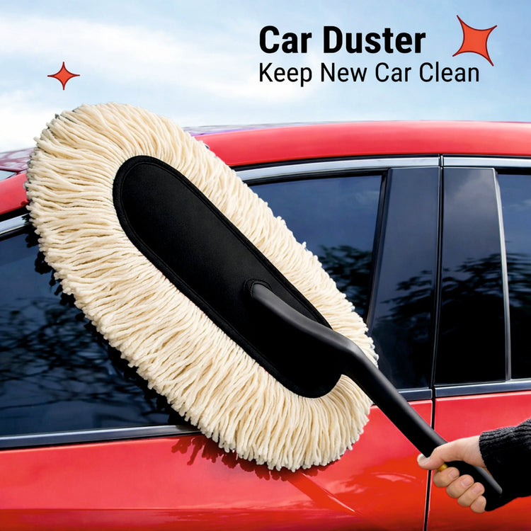 Wax - Treated Cotton Strands Car Duster - LONG_DUSTER_WHITE