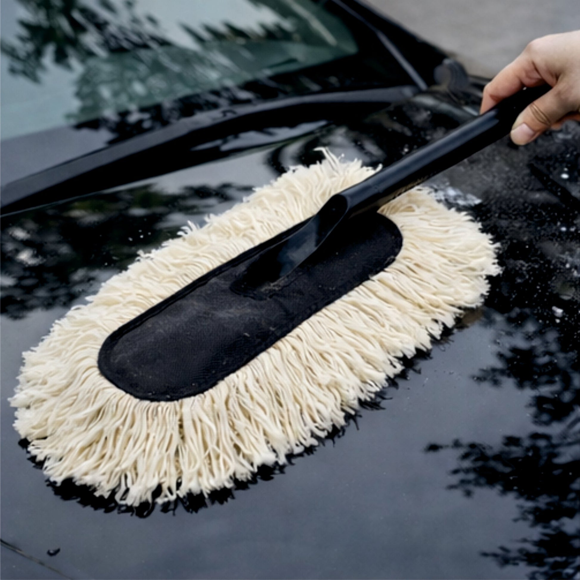 Wax - Treated Cotton Strands Car Duster - LONG_DUSTER_WHITE